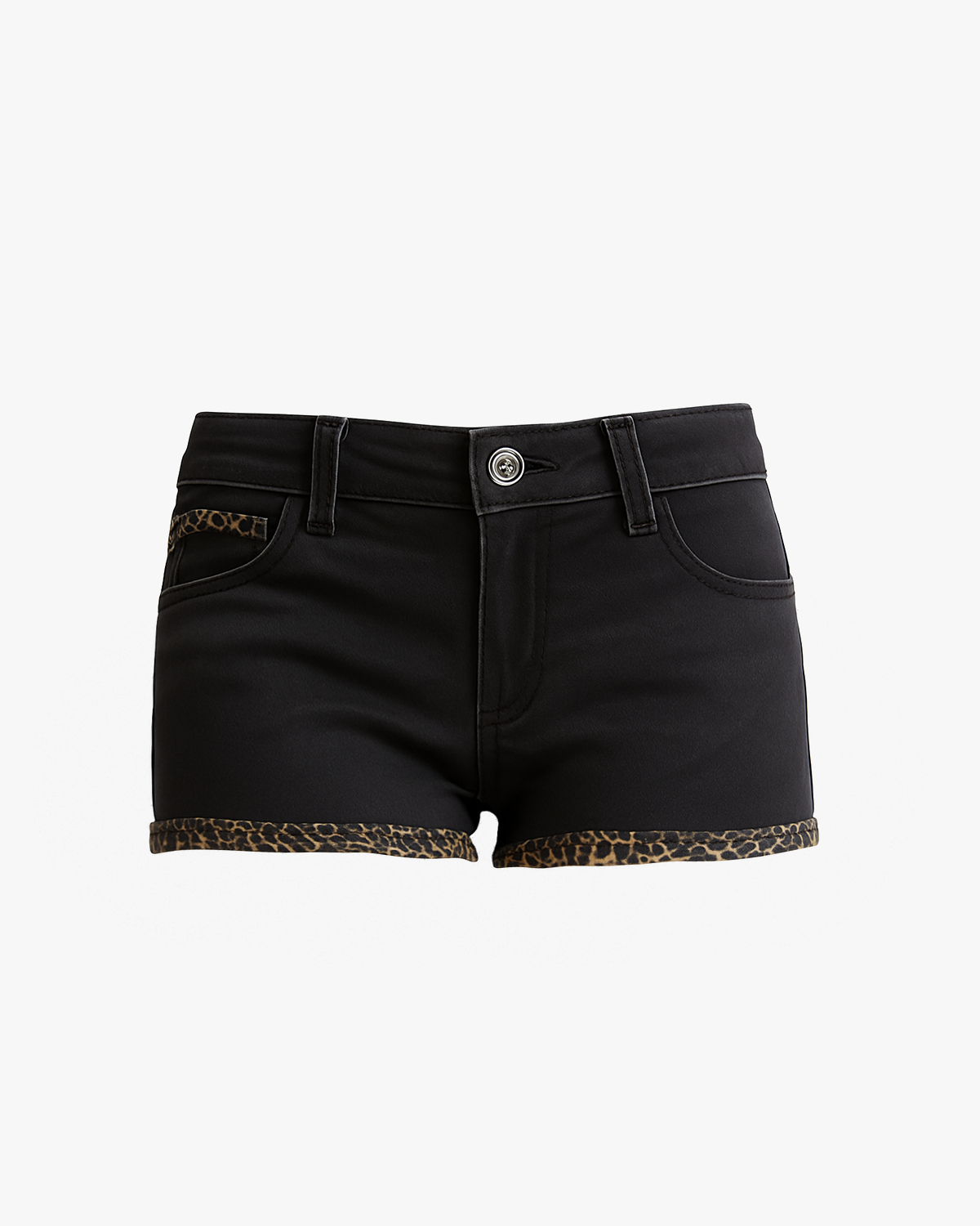 Black Leopard Shorts